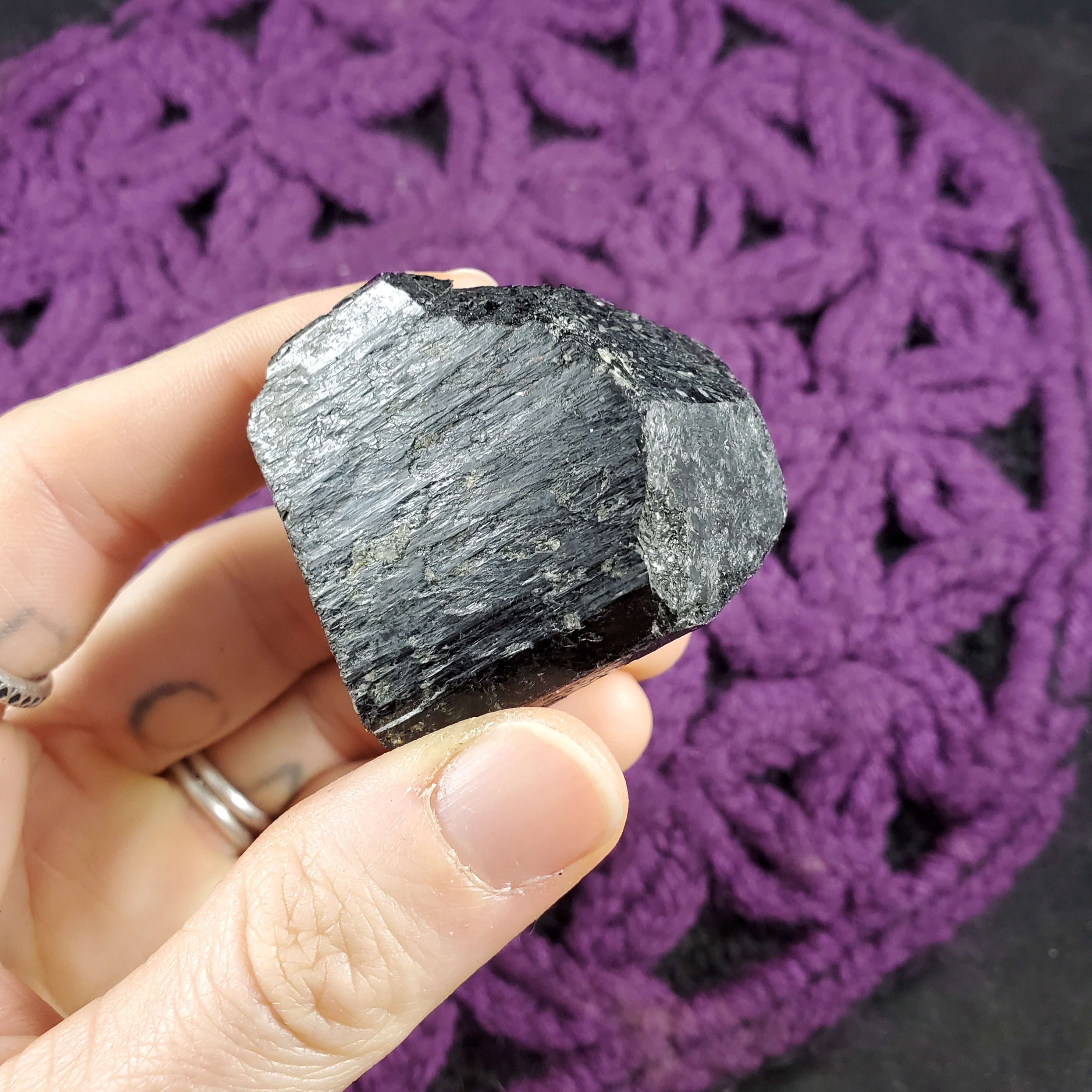 Lustrous Black Tourmaline Crystal Double Terminated Stones Nepalese Nepal Schorl
