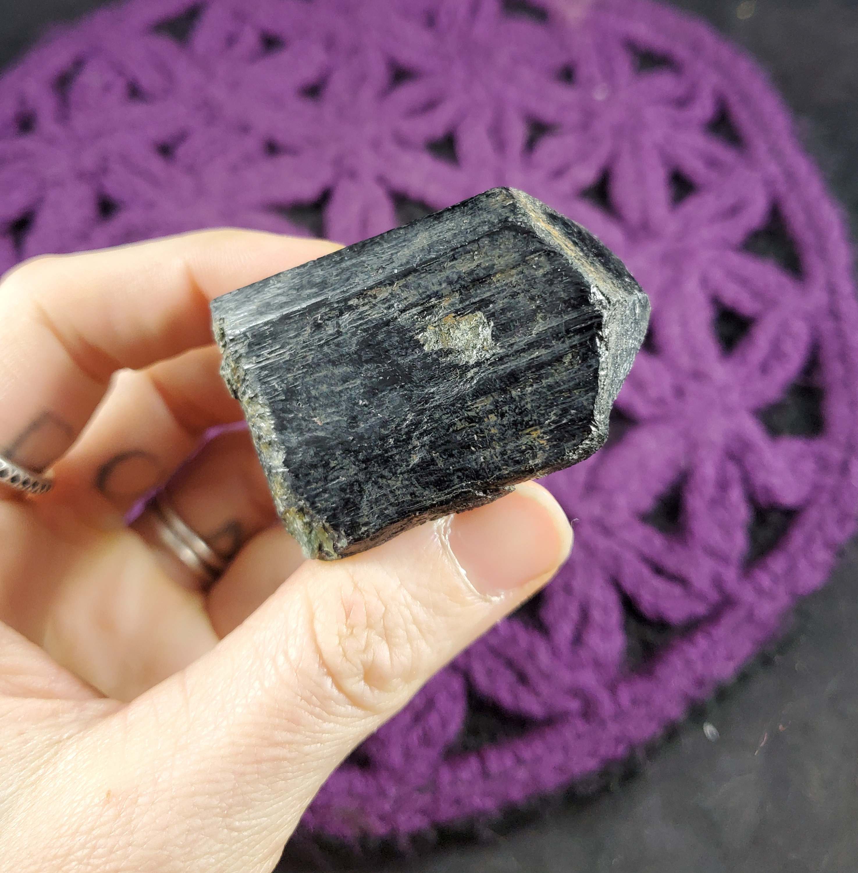 Lustrous Black Tourmaline Crystal Double Terminated Stones Nepalese Nepal Schorl