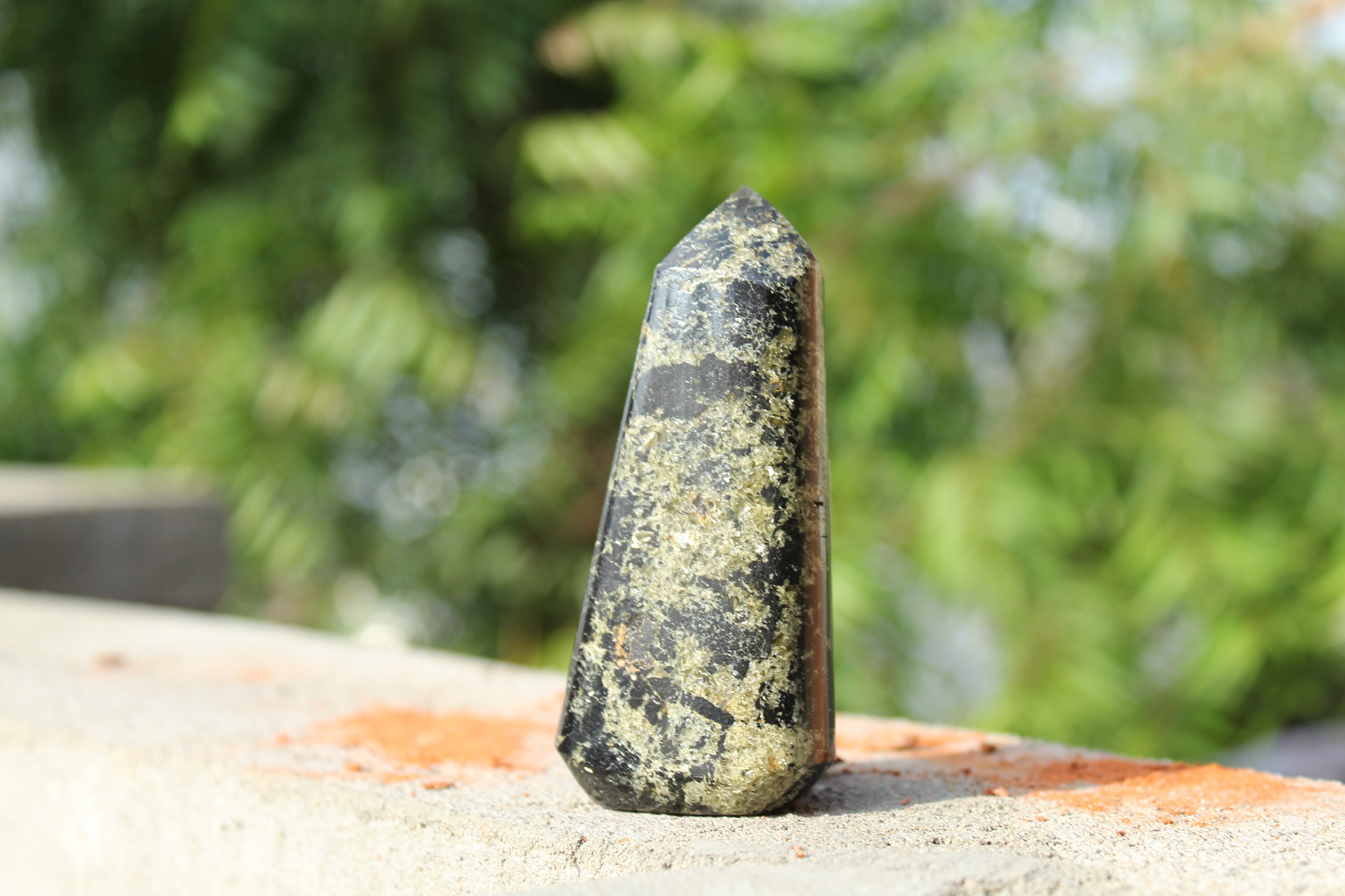Natural Black Tourmaline Obelisk Tower: Reiki Healing Crystal, 4"