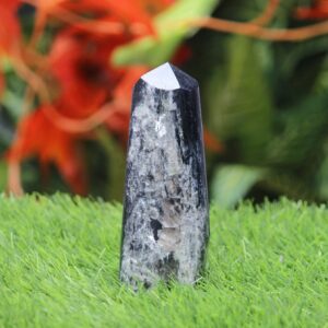 Natural 140MM Black Tourmaline Tower: Healing Crystal Point Natural 140MM Black Tourmaline Tower: Healing Crystal Point