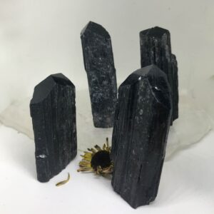 Natural Black Tourmaline (skorl) Logs with polished points - The Stones for Protection Natural Black Tourmaline (skorl) Logs with polished points - The Stones for Protection