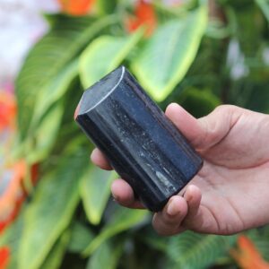 Natural Black Tourmaline Crystal Tower: Healing Chakra Stone Point Natural Black Tourmaline Crystal Tower: Healing Chakra Stone Point