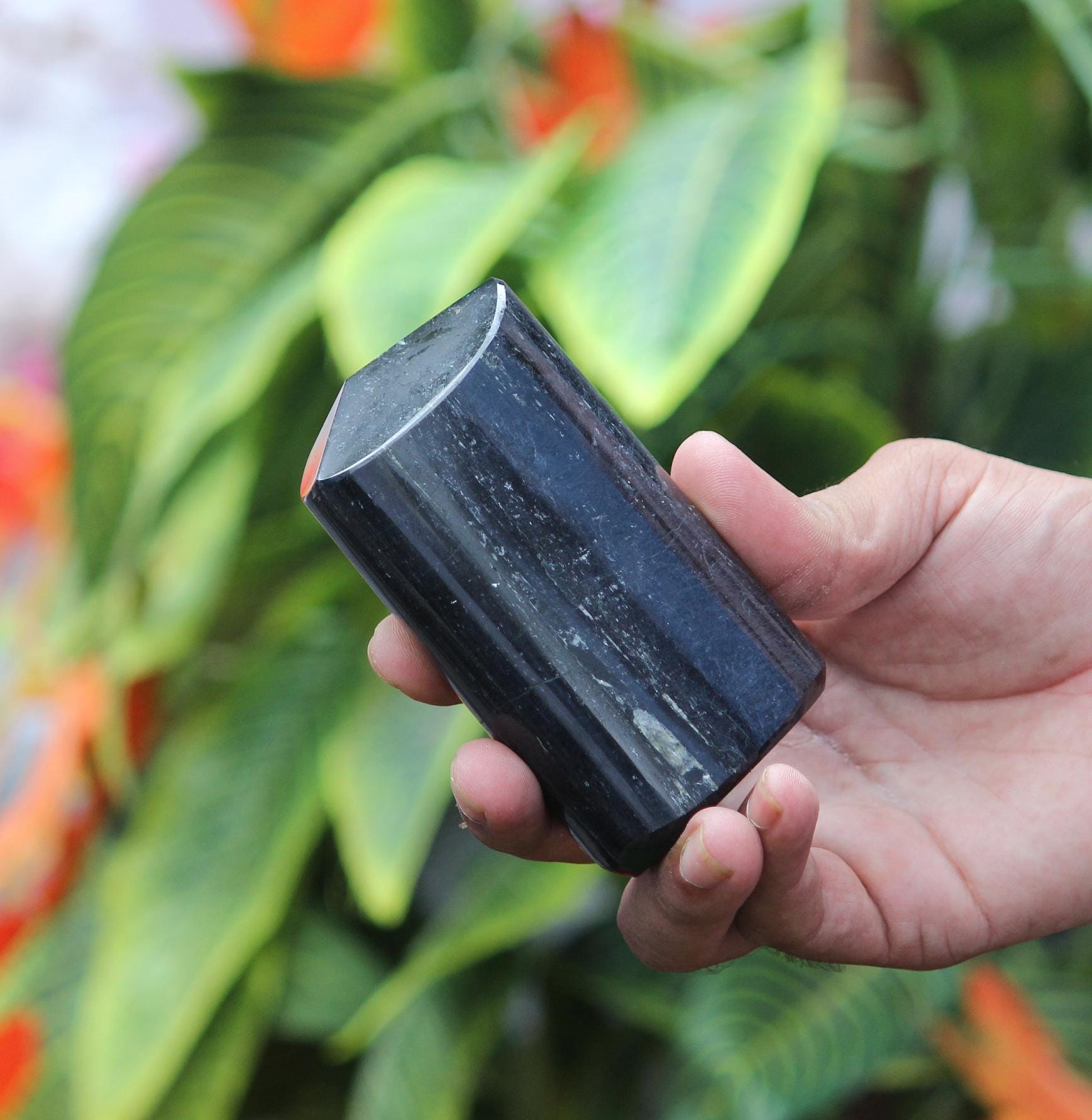 Natural Black Tourmaline Crystal Tower: Healing Chakra Stone Point
