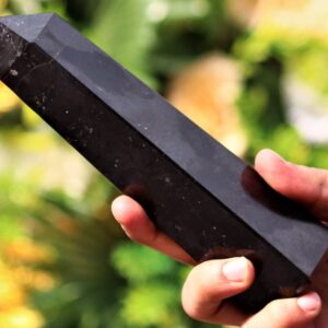 Black Tourmaline Obelisk: Faceted Healing Crystal Tower (180MM) Black Tourmaline Obelisk: Faceted Healing Crystal Tower (180MM)