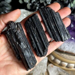 Raw Black Tourmaline Wand, Schorl Crystal Chunk