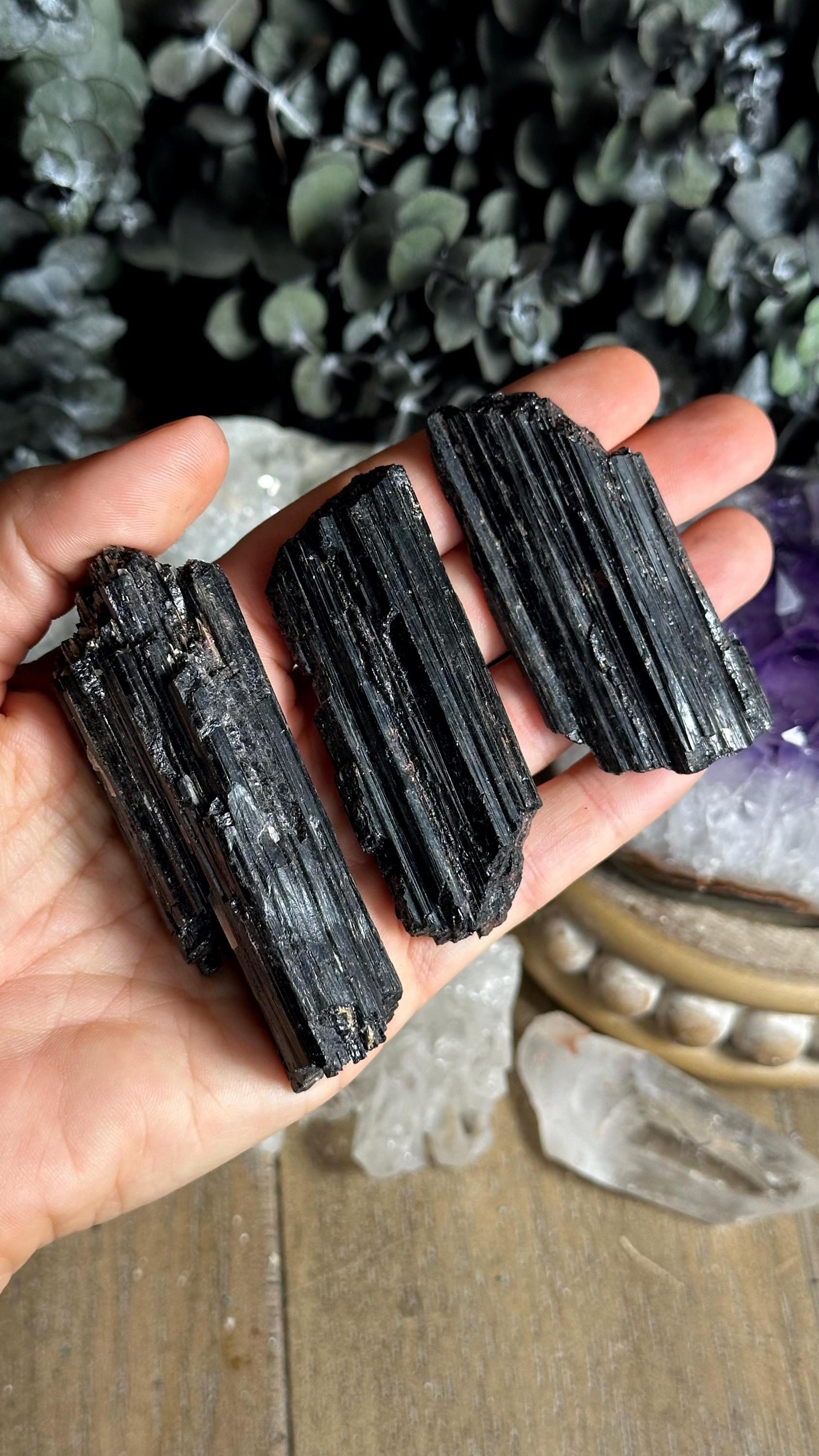 Raw Black Tourmaline Wand, Schorl Crystal Chunk