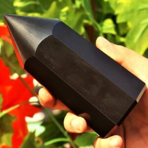 Black Tourmaline Stone Obelisk: Faceted Crystal Tower, 150mm Black Tourmaline Stone Obelisk: Faceted Crystal Tower, 150mm