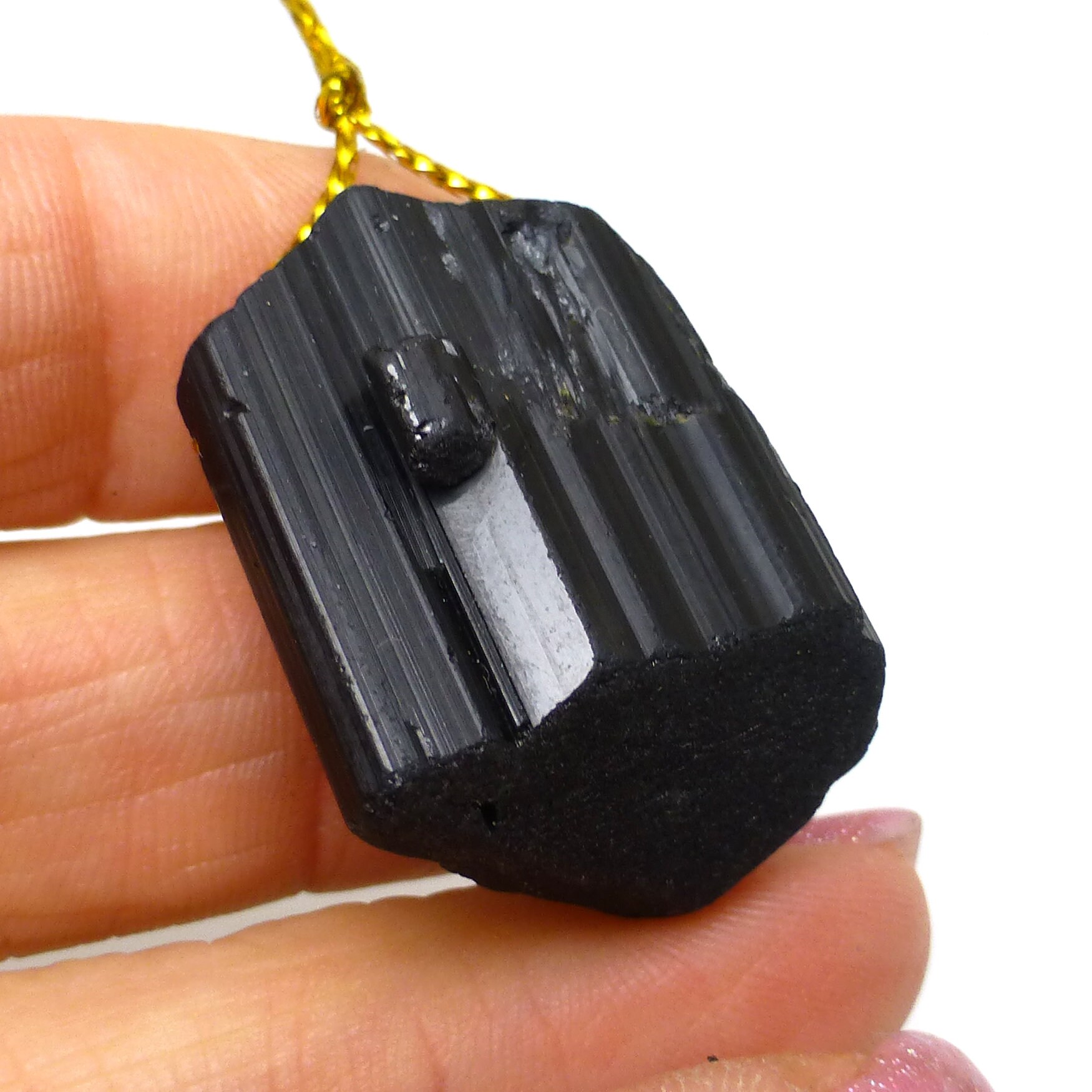 Black Tourmaline Bead Raw Crystal Metaphysical Healing Stone Reiki Meditation Natural Brazil Brazillian Good Luck Happiness  Powerful