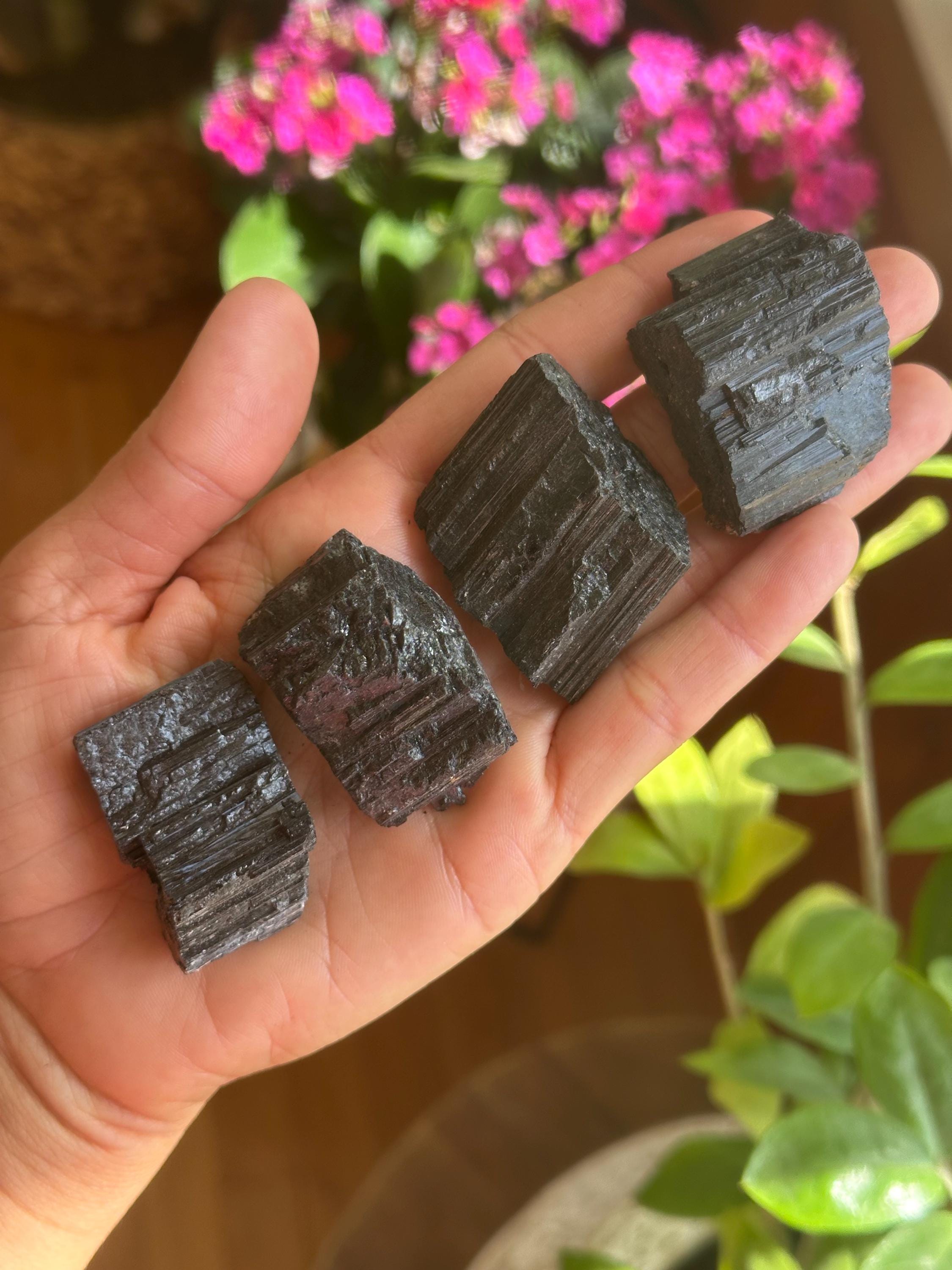 Raw Black Tourmaline Chunk, Rough Schorl Stone