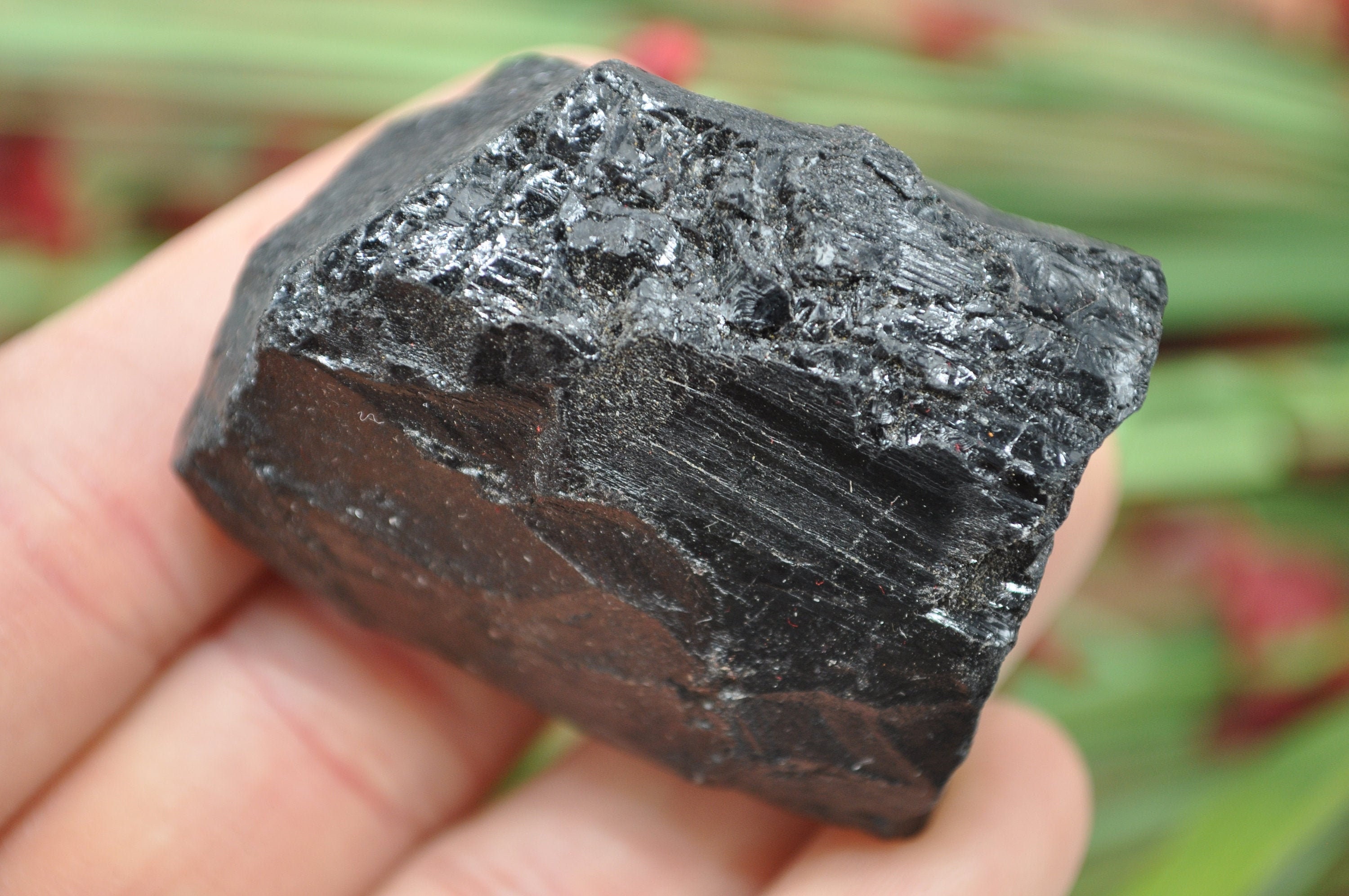 Black Tourmaline Crystal Chunk, Raw Tourmaline Stone, Protection, Healing