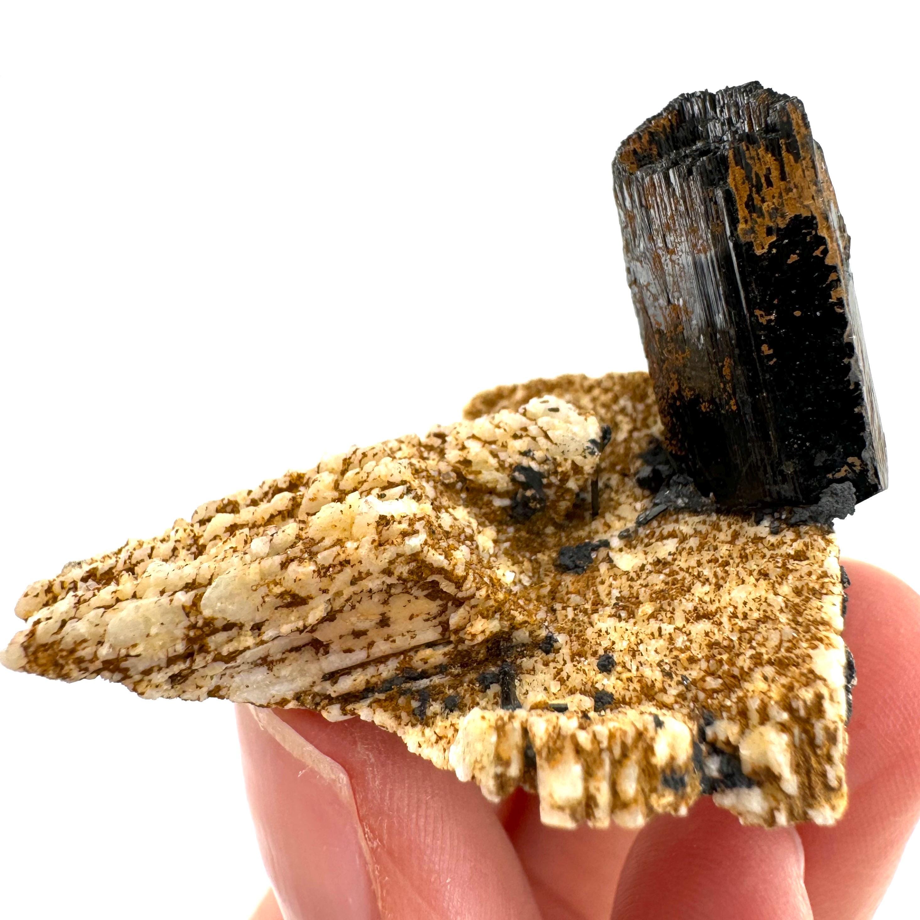 Raw Black Tourmaline Crystal On Matrix | Namibia Protection Stone