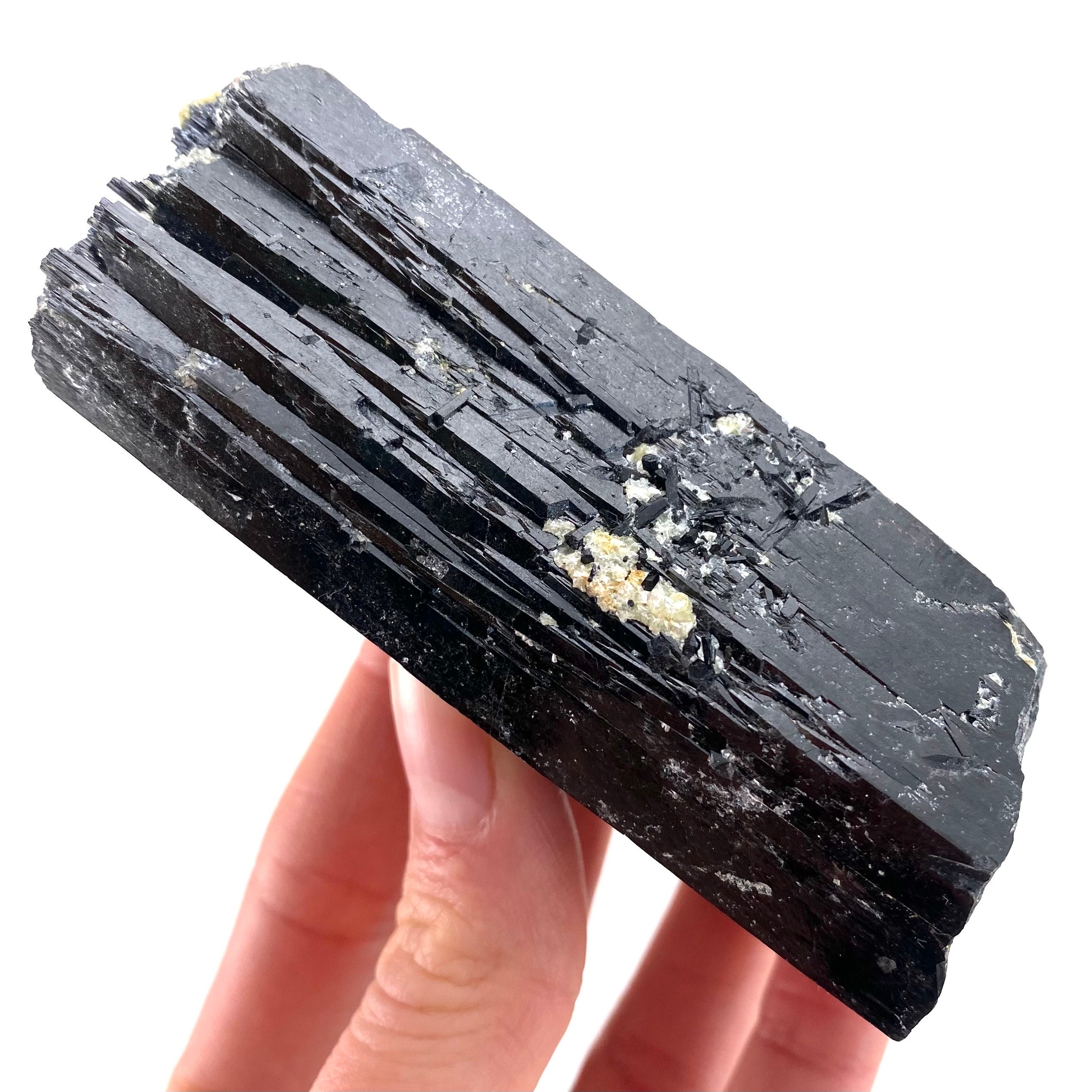 Erongo Black Tourmaline With Yellow Mica | Raw Schorl Crystal Cluster