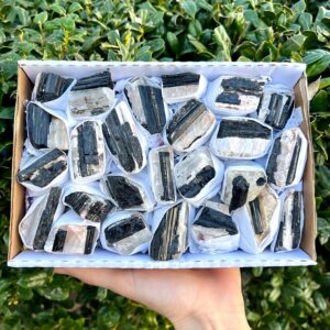 Black Tourmaline In Matrix Flat: Rough Natural Crystals, 'aa' Grade