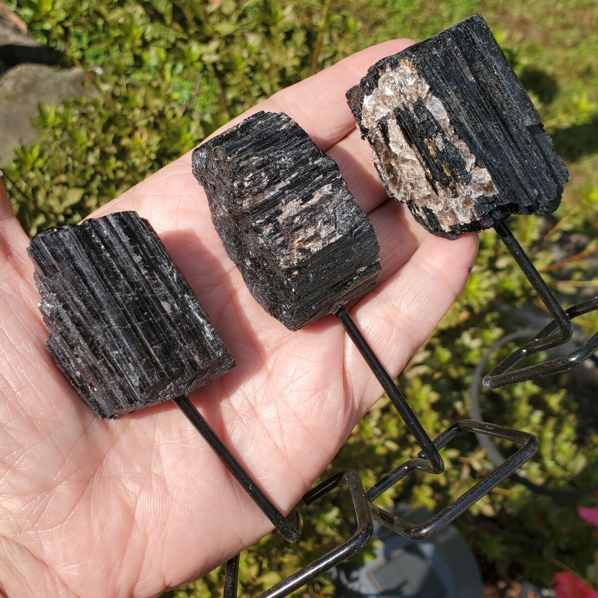 Black Tourmaline Mini Pins - Black Tourmaline - Rough Black Tourmaline - Tourmaline Chunk On Stand - Tourmaline Stone - Protection Stone
