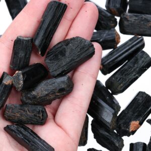 Raw Black Tourmaline Pieces, Genuine Rough, 20-40mm, Blacktourmaline001