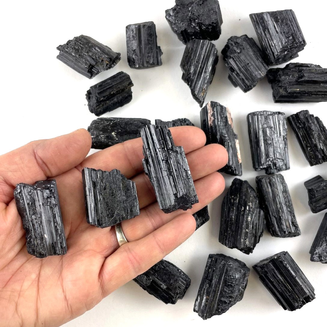 Raw Black Tourmaline Rod, Natural Crystals From Brazil