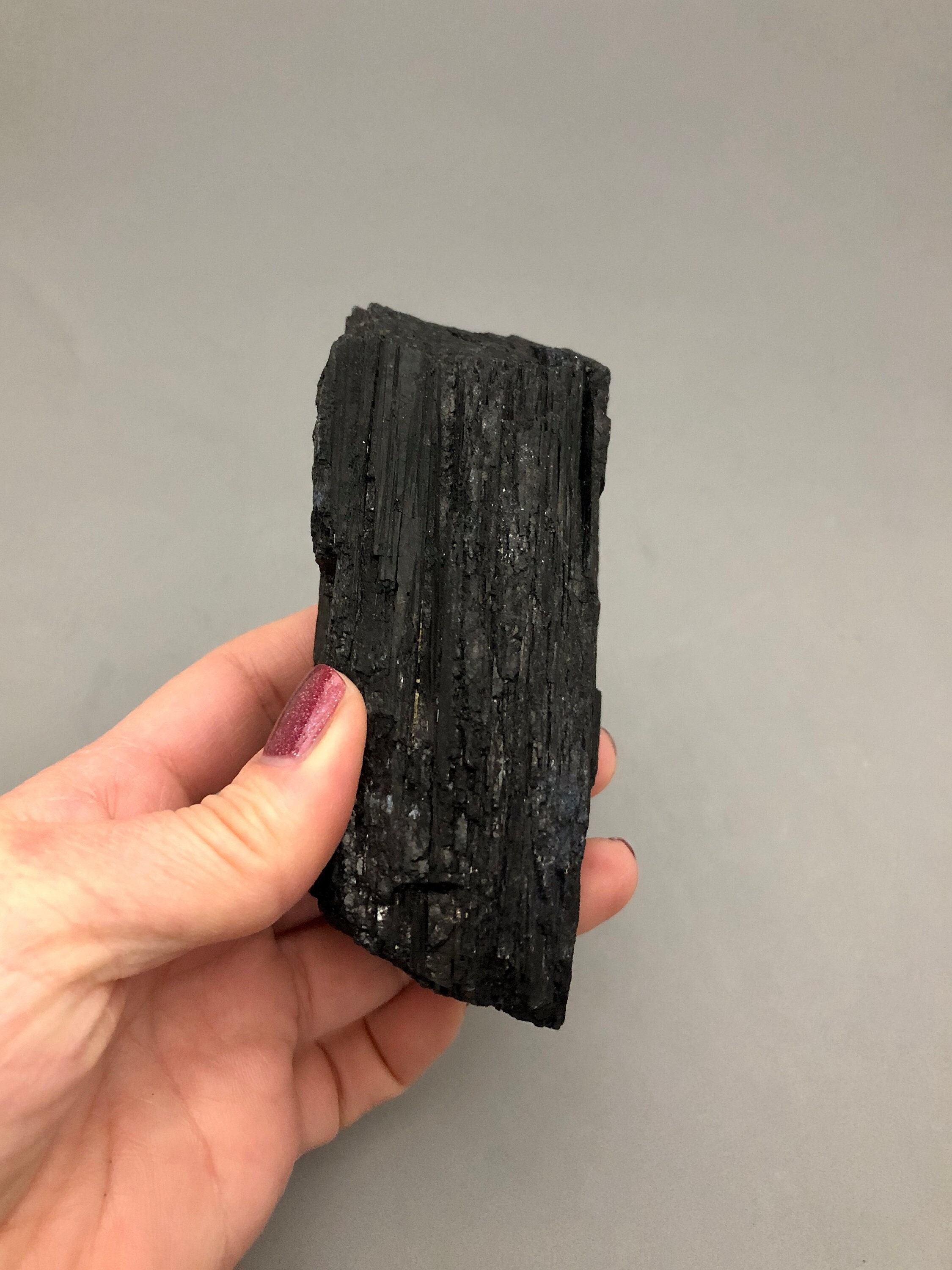 Black Tourmaline Specimen Rod (4 5/8" Long) For Meditation, Grounding, Centering, Earth Star Chakra, Empath Protection, Metaphysical Mineral