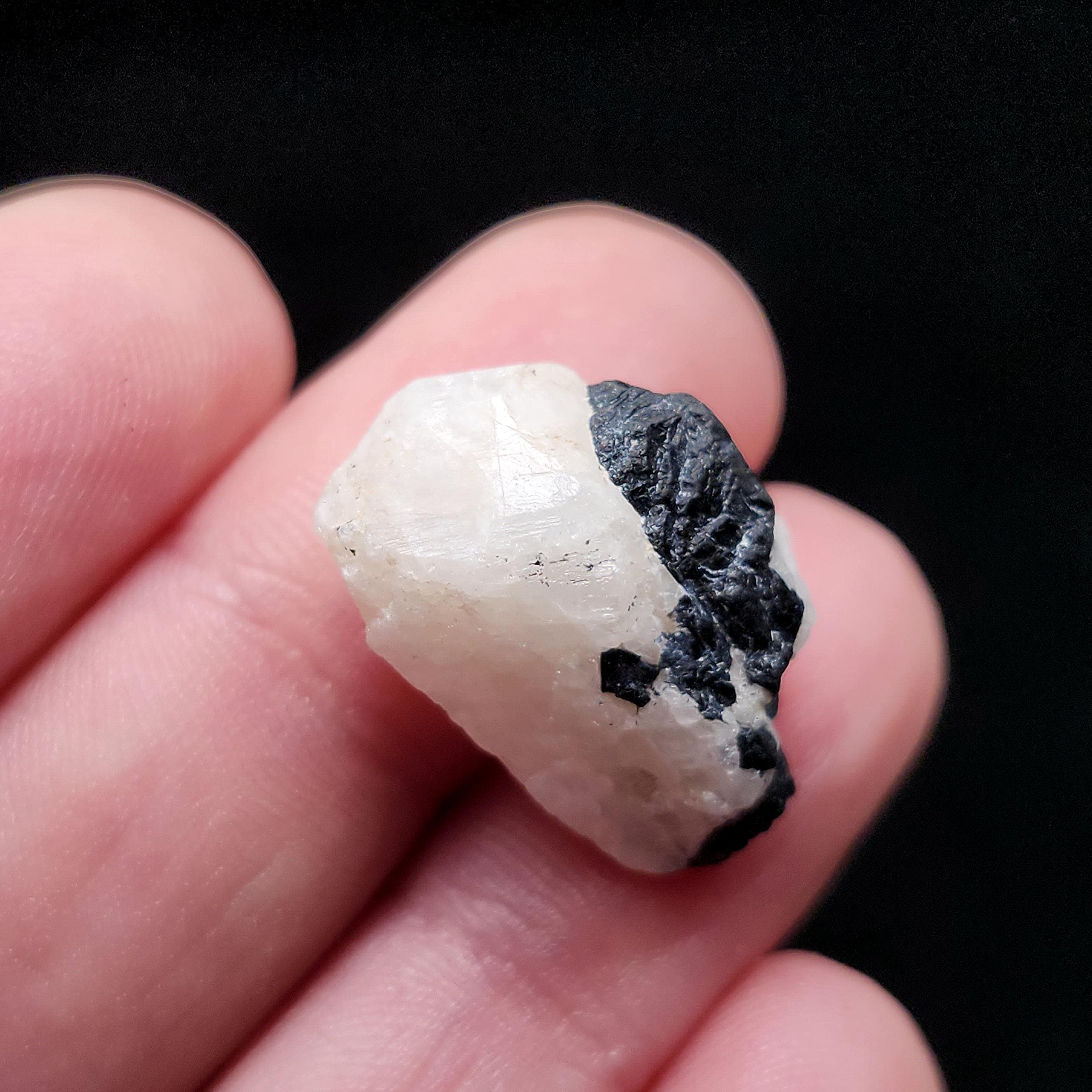 White Phenacite Crystal 4g, Nigerian Phenakite With Black Tourmaline - Terminated Phenacite Specimen