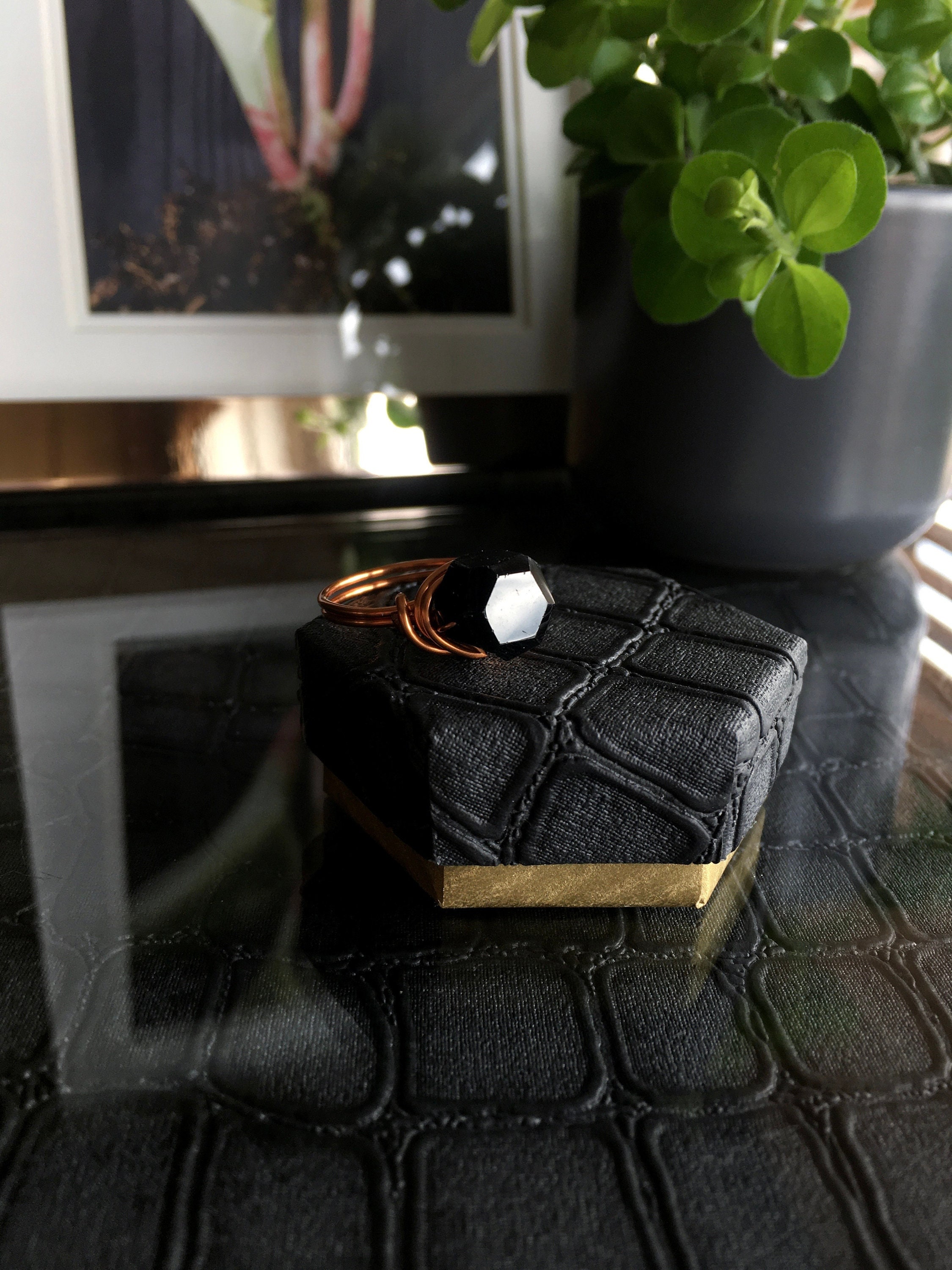 Faceted Black Tourmaline Ring (us 6)