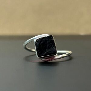 Handmade Raw Black Tourmaline Ring: 925 Sterling Silver