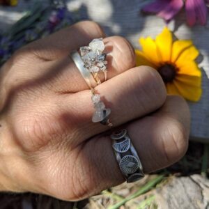 black tourmaline in quartz crystal ring, made to order, tourmaline quartz ring, rutilated tourmaline quartz ring, dainty quartz and black