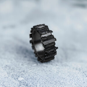 Natural Black Tourmaline Band Ring Stackable Ring Rough Band Ring Wedding Ring Birthstone Ring Gifts For Mother Anniversary Ring