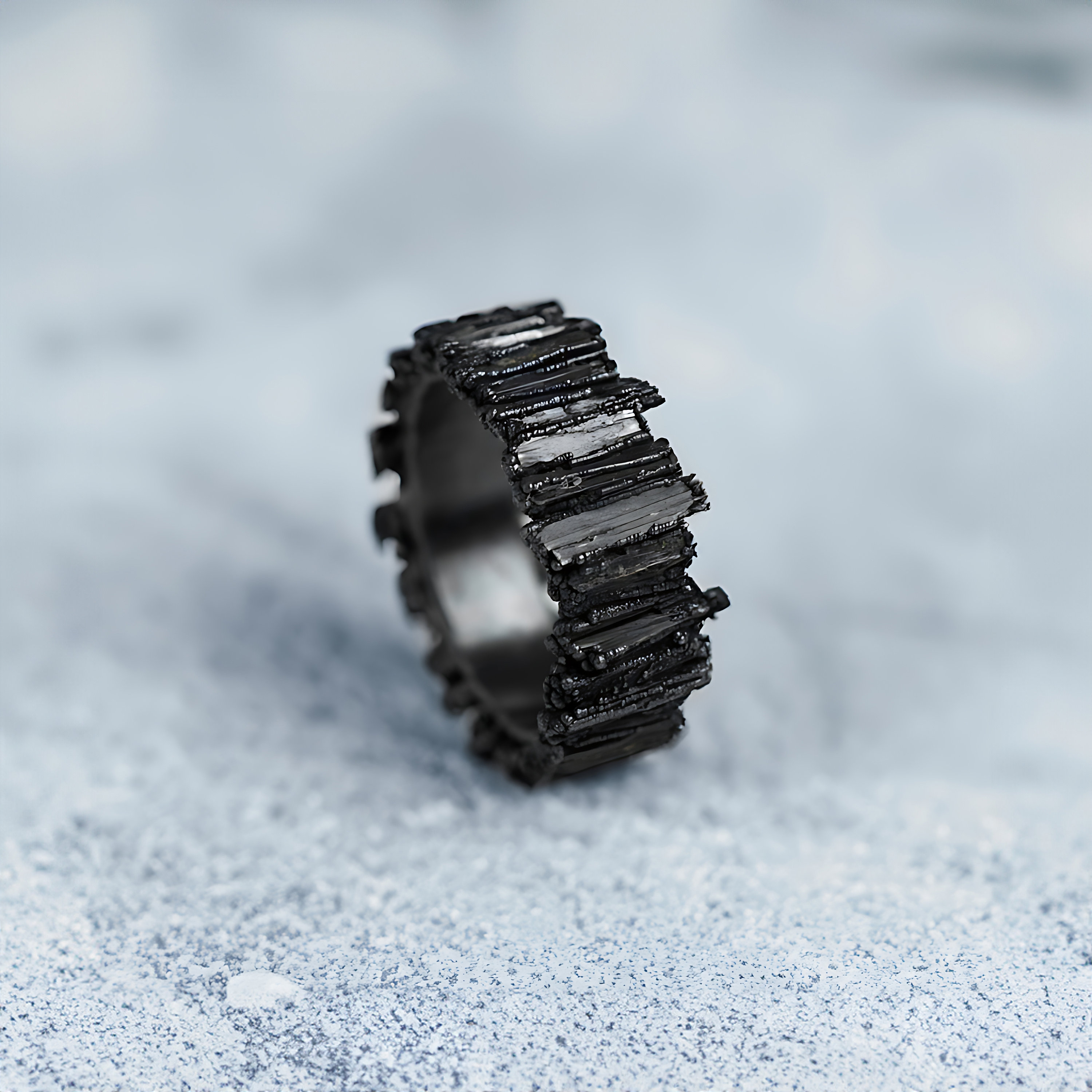 Natural Black Tourmaline Band Ring Stackable Ring Rough Band Ring Wedding Ring Birthstone Ring Gifts For Mother Anniversary Ring