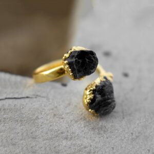 Natural Black Tourmaline Gemstone Ring Stackable Ring Rings For Women Gifts For Her Minimalist Ring Wedding Ring Snake Rings