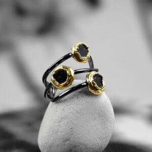 Natural Black Tourmaline Gemstone Ring Tree Branch Ring Statement Ring Wedding Ring Gifts For Her Minimalist Ring Raw Stone Ring