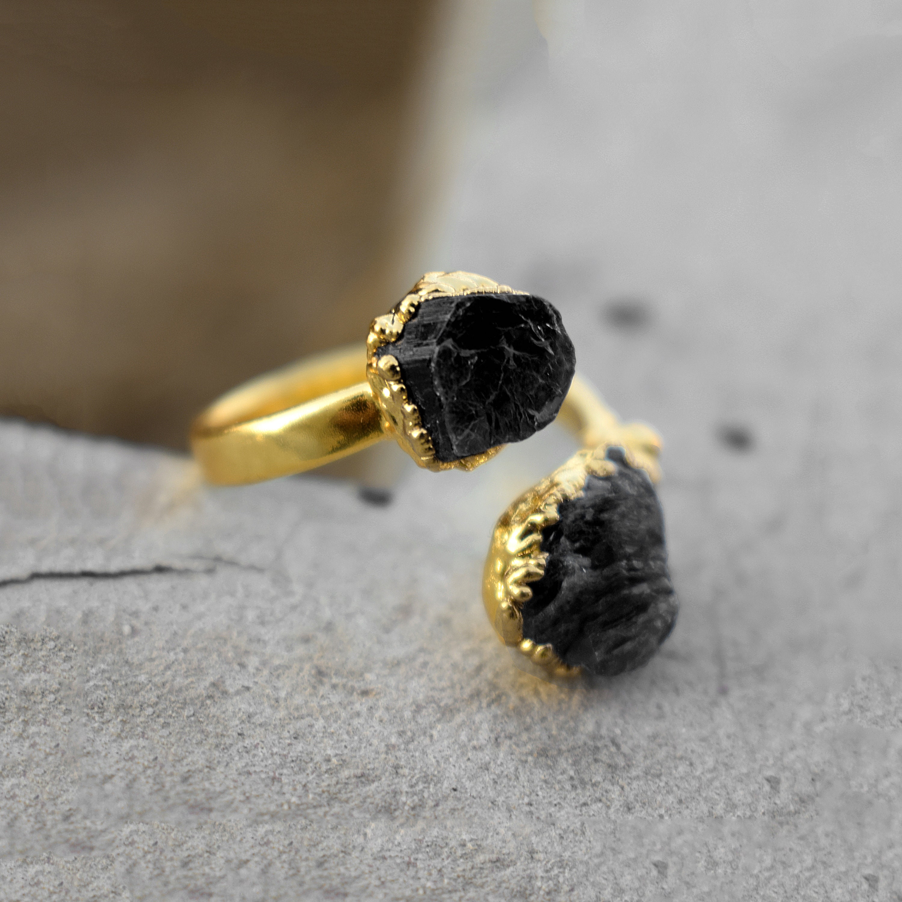 Natural Black Tourmaline Gemstone Ring Stackable Ring Rings For Women Gifts For Her Minimalist Ring Wedding Ring Snake Rings