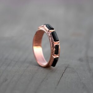 Natural Raw Black Tourmaline Ring Raw Tourmaline Ring Half Eternity Band Ring Genuine Raw Tourmaline Ring Valentine Gift Ring Women
