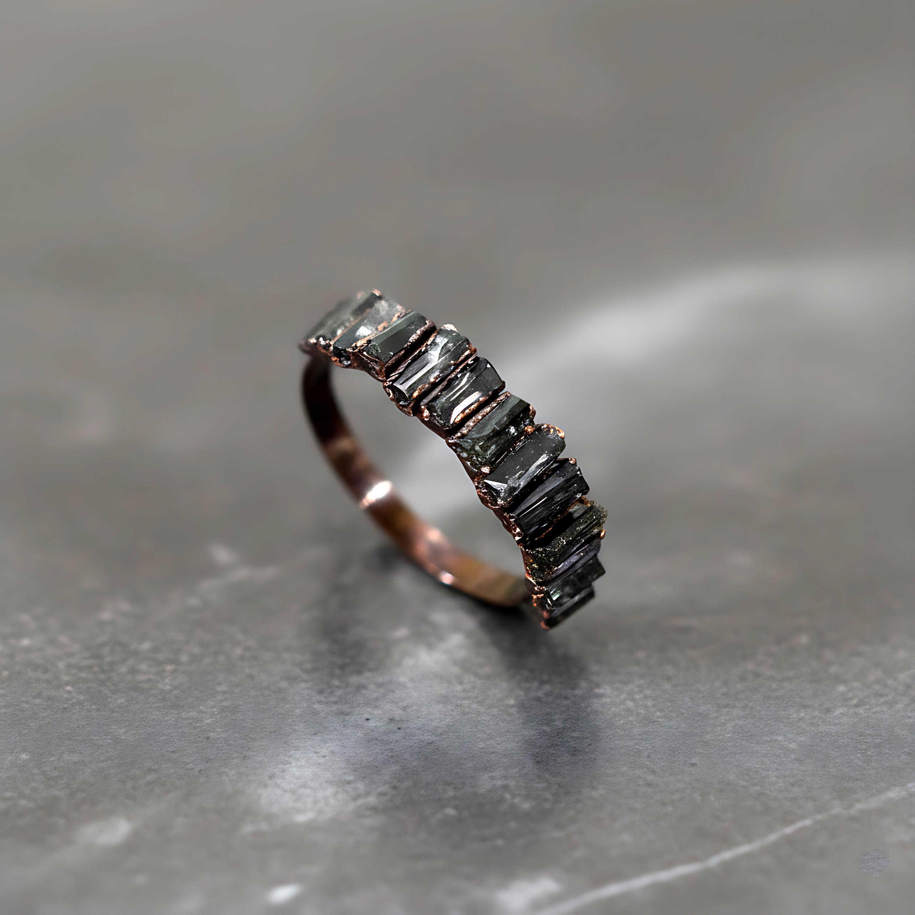 Natural Black Tourmaline Ring Raw Stone Ring Gemstone Ring Wedding Ring Gift For Mom Statement Ring Anniversary Gift Boho Ring