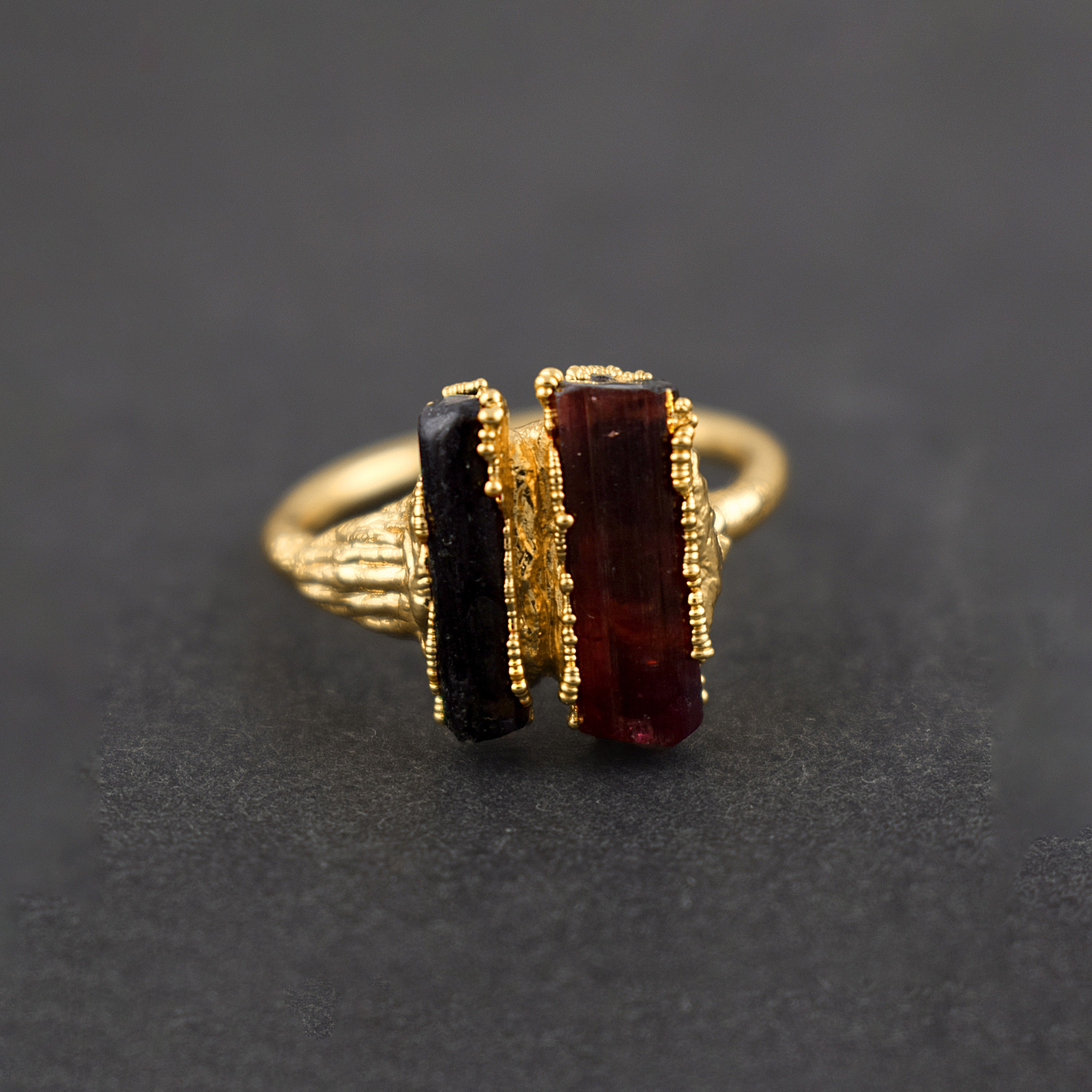 Natural Red & Black Tourmaline Gemstone Ring \ Raw Stone Ring \ Statement Ring \ Tint Ring \ Copper Ring \ Stackable Ring \ Rings For Women Natural Red & Black Tourmaline Gemstone Ring \ Raw Stone Ring \ Statement Ring \ Tint Ring \ Copper Ring \ Stackable Ring \ Rings For Women
