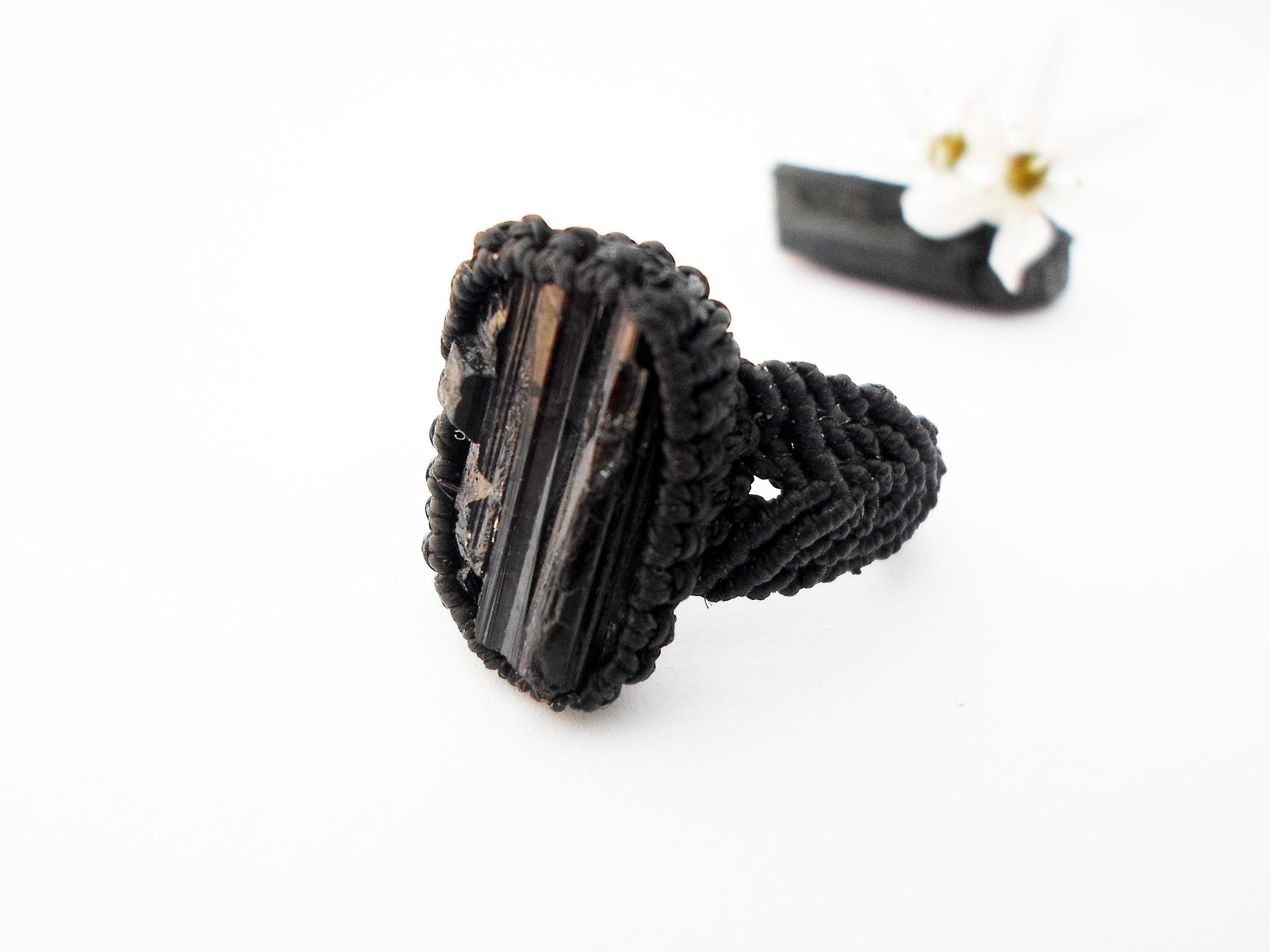 Raw Black Tourmaline - Statement Ring