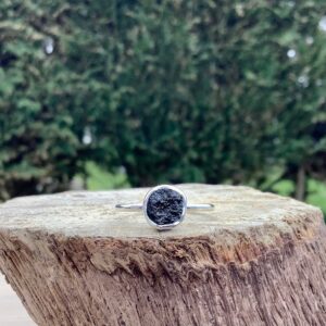 Raw Black Tourmaline Ring: Sterling Silver Gemstone Jewelry