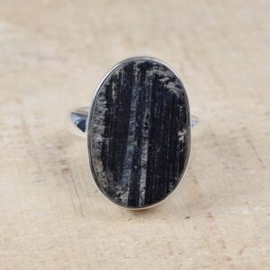Rough Black Tourmaline Ring: Oval Sterling Silver Handmade Jewelry