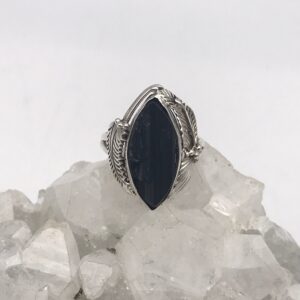 Rough Black Tourmaline  Ring, Size 8