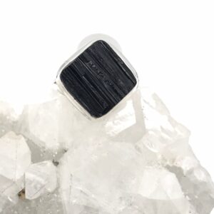 Rough Black Tourmaline Ring, Size 9