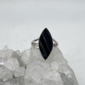 Rough Black Tourmaline Ring, Size 10 1/2