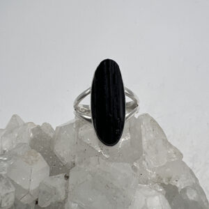 Rough Black Tourmaline Ring, Size 8