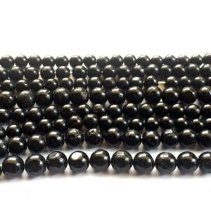 3.5mm Black Tourmaline Beads, Black Tourmaline Plain Rondelles, Smooth Black Round Balls, Black Tourmaline For Jewelry - 13 Inch Strand