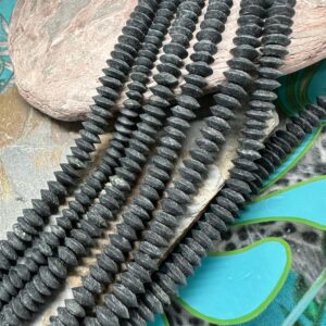 Fascinating rustic Matte Black Tourmaline disc rondelle beads 6-8mm / 1mm hole -  Unusual Beads