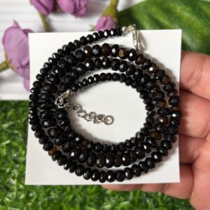 Black Tourmaline Rondelle Necklace – Faceted Natural Crystal Beaded Jewelry Black Tourmaline Rondelle Necklace – Faceted Natural Crystal Beaded Jewelry