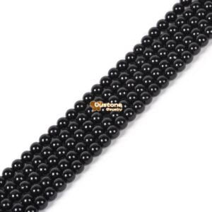 4mm Natural Black Tourmaline Round Ball Loose Beads Diy Jewelry Making Strand 15.5-16"