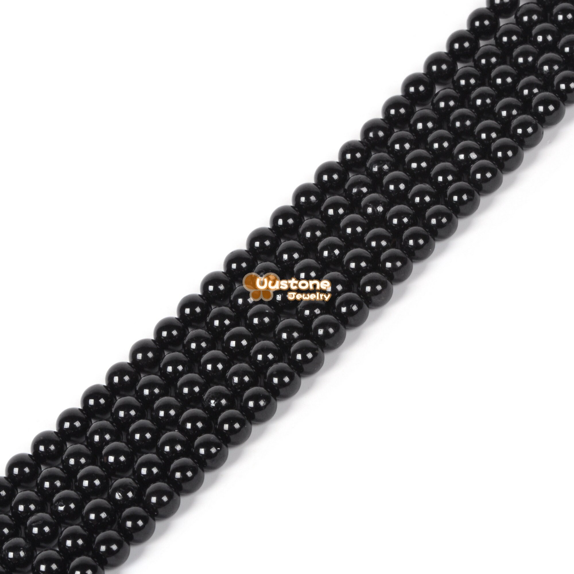 4mm Natural Black Tourmaline Round Ball Loose Beads Diy Jewelry Making Strand 15.5-16"