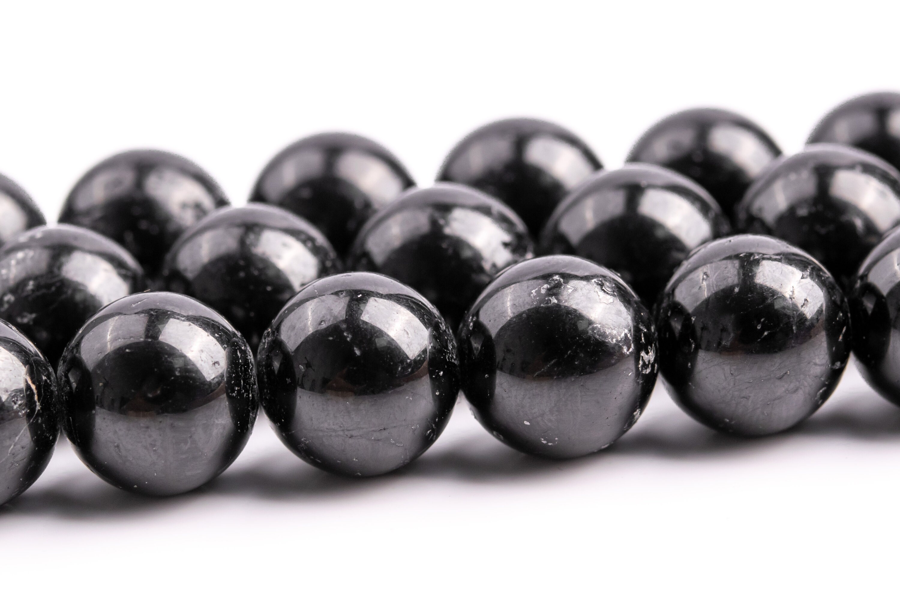 9-10mm Black Tourmaline Beads Grade A+ Genuine Natural Gemstone Round Loose Beads 15"/7.5" Bulk Lot Options (118581)