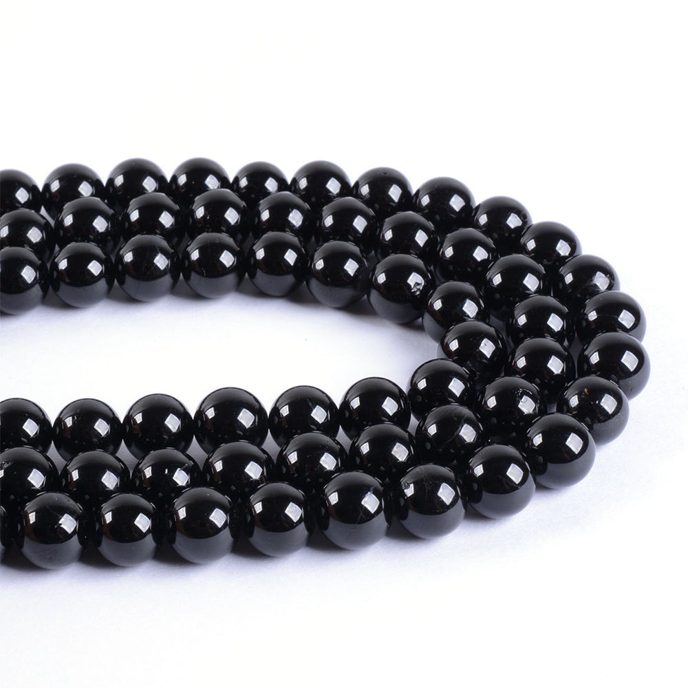 Black Tourmaline Round Ball Loose Gemstone Beads 16" Black Tourmaline Round Ball Loose Gemstone Beads 16"