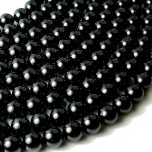 Black Tourmaline Beads, Round, 10 mm, 16 Inch, Full strand, Approx 39 beads, Hole 1 mm (147054002)