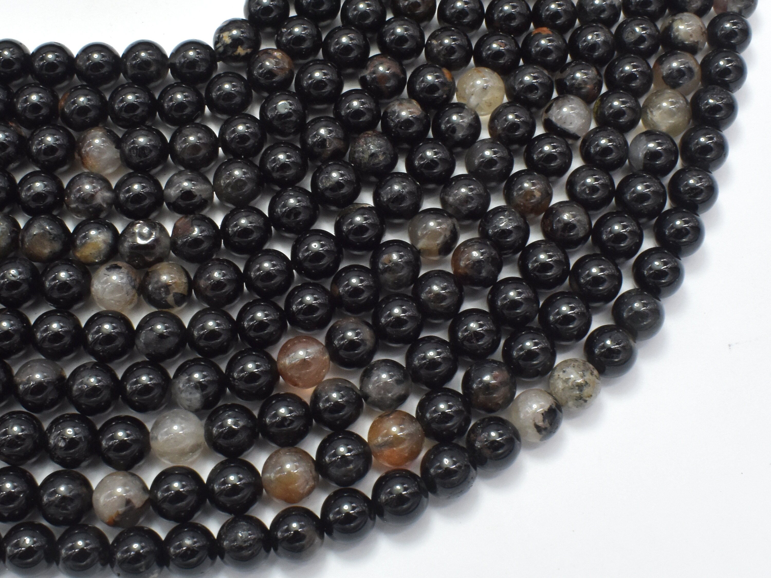 Black Tourmaline Beads, 6mm, Round, 15.5 Inch, Full Strand, Approx. 64 Beads, Hole 1mm (147054006)