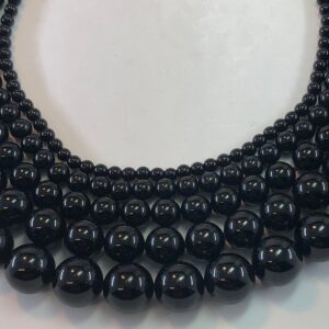 Black Tourmaline Gemstone Beads. 4 6, 8, 10 And 12mm Round Beads On 15 Inch Strand. Full Strand Of Beautiful A/aa Tourmaline.